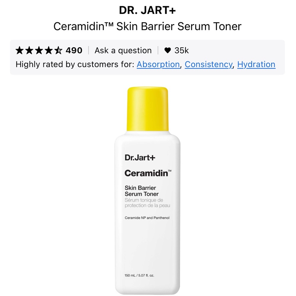 (2) Two Brand New in Box Dr. Jart+ Ceramidin Skin Barrier Toner!